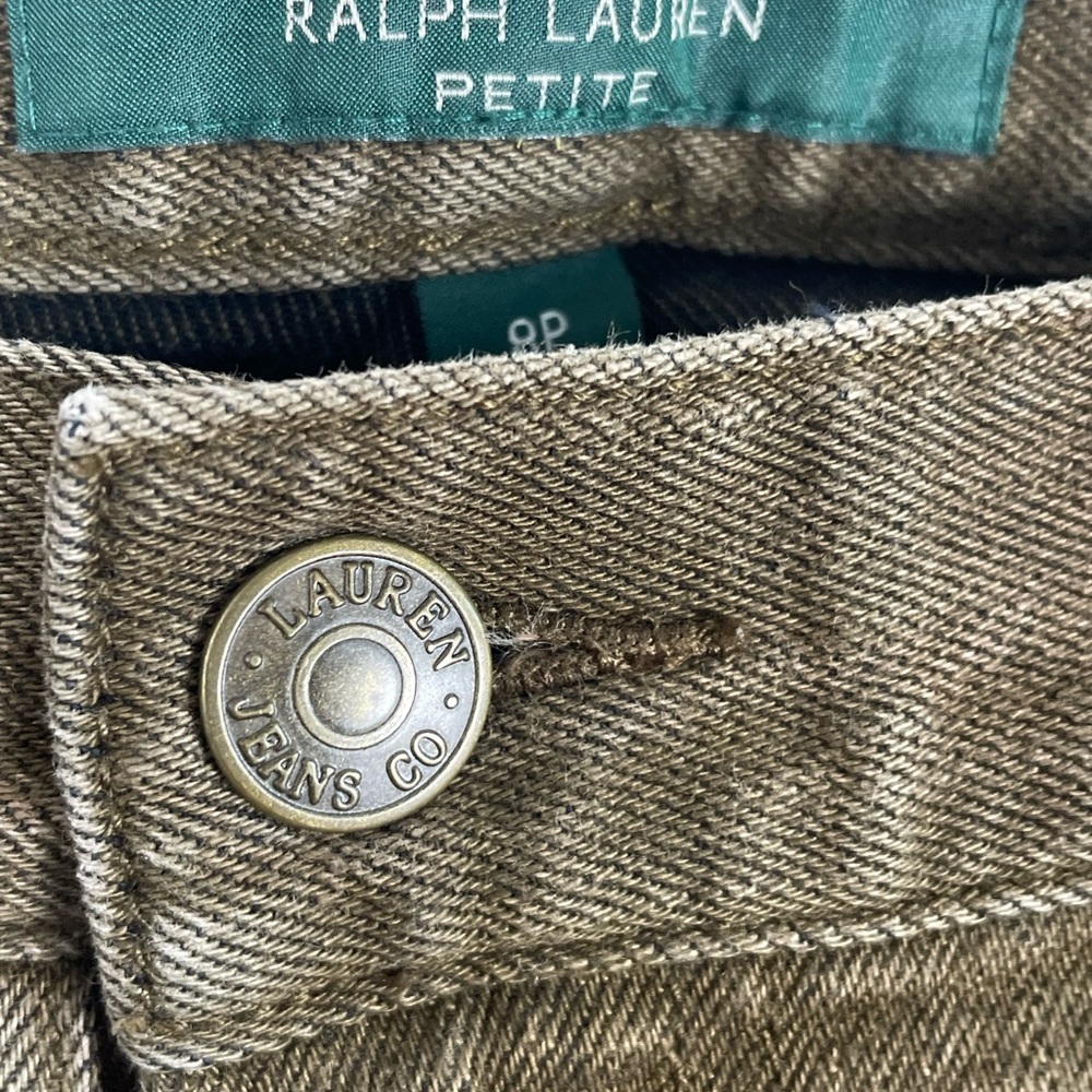 Vintage Lauren Ralph Lauren Brown Cargo Pocket Jeans Pants Size 8P Petite - Picture 7 of 8